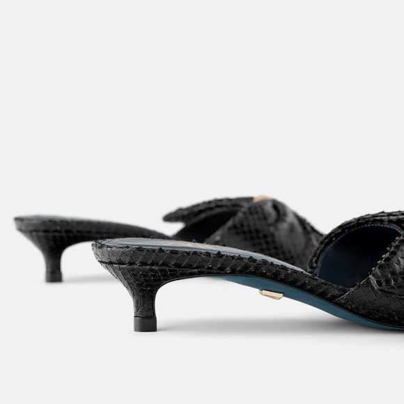 NWT Zara Textured Leather Blue Collection Sandals - Picture 3 of 6